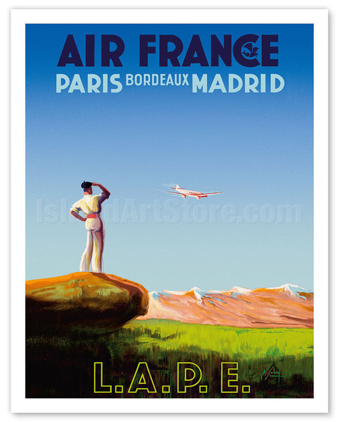 Paris, Bordeaux, Madrid - L.A.P.E. Spanish Postal Airlines - Poster by Albert Solon