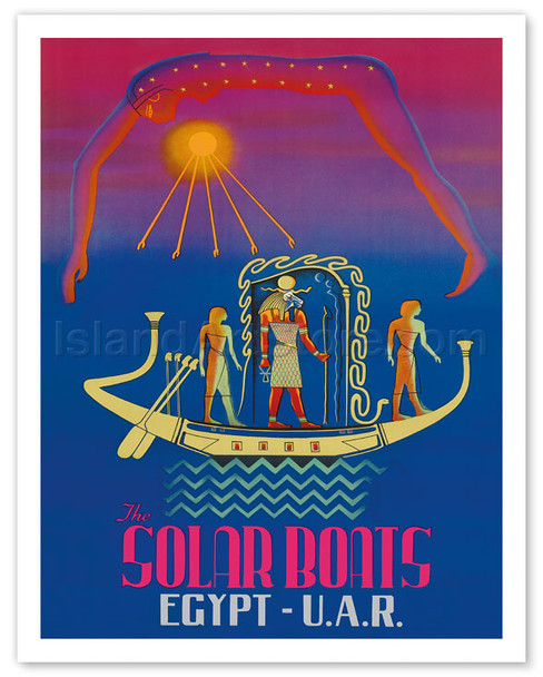 The Solar Boats - Egypt & U.A.R. (United Arab Republic) - Egyptian Sun God - Vintage Travel Poster