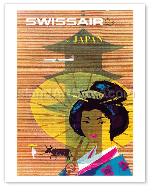 Swissair to Japan, Tokyo - Painted Wooden Store