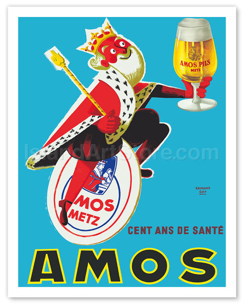 Amos Pils Metz Beer - Cent ans de Santé (One Hundred Years of Health) - France - Poster by Raymond Gay