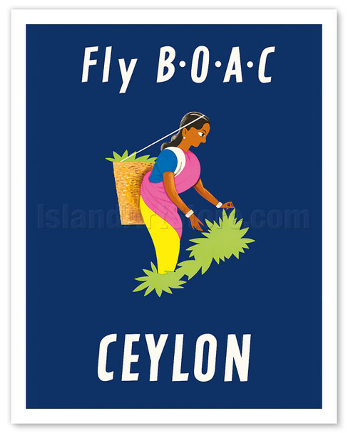 Ceylon (Sri Lanka) - BOAC (British Overseas Airways Corporation) - Sri Lankan Tea Picker - Poster by Dick Negus & Philip Sharland