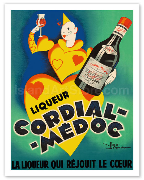 Cordial Médoc Liqueur - La Liqueur qui Rejouit le Coeur (The Liquor Which Rejoices the Heart) - Poster by Henri Le Monnier