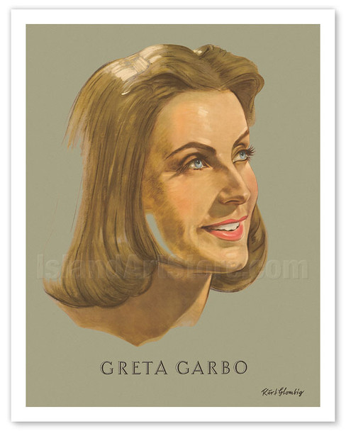 Greta Garbo - Portrait of Hollywood Film Actress - c. 1930's - Poster by Kurt Glombig