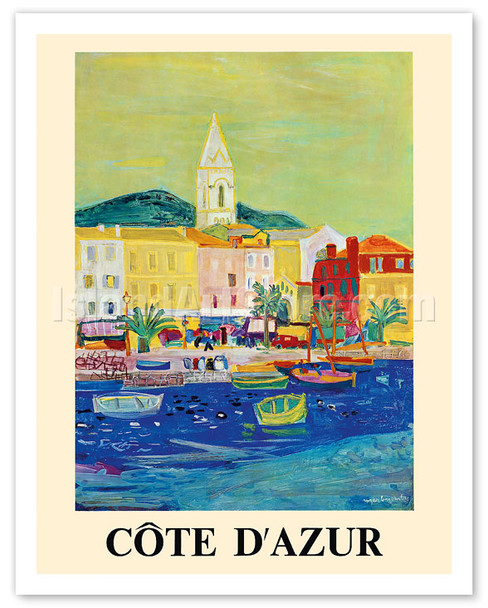Côte d'Azur (French Riviera) - Port of Saint Tropez - SNCF (French National Railway Company) - Poster by Roger Bezombes