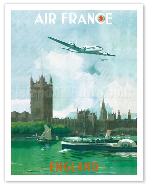 England - The River Thames and The Palace of Westminster, London - Poster by Vincent Guerra