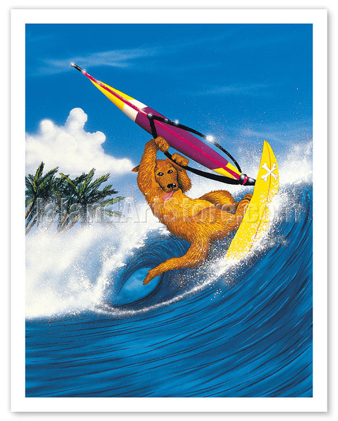 Hawaiian Windsurfing Dog - Poster by Peter Powell