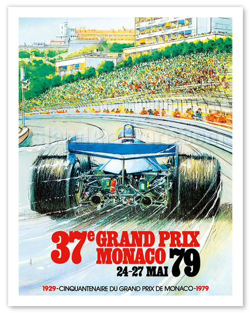 37th Grand Prix Monaco 1979 - Formula One Auto Racing - Fiftieth anniversary - Monte Carlo - Poster by Alain Giampaoli