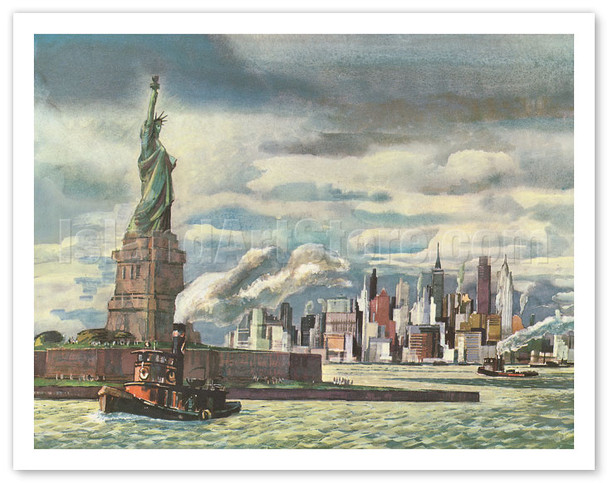 Statue of Liberty - New York - United Air Lines - c. 1958 - Poster by Millard Sheets
