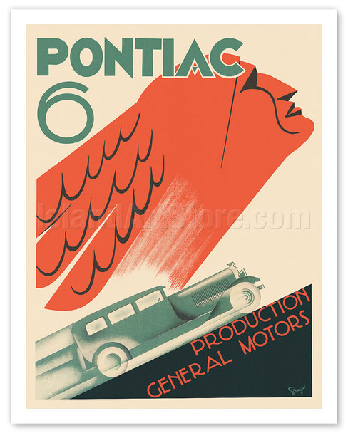 Pontiac Six Automobile Sedan - General Motors - c. 1928 - Poster by Arthur G. Greif