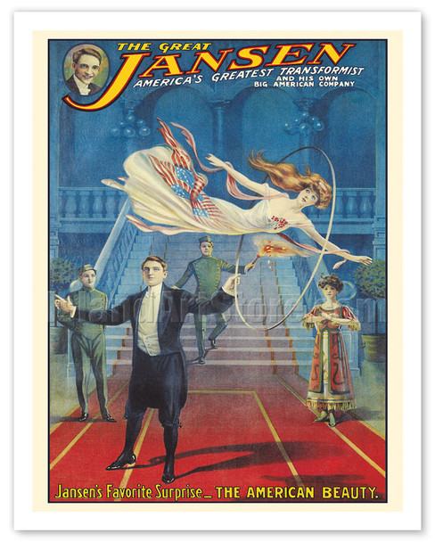 The Great Jansen - America’s Greatest Transformist - The American Beauty - c. 1920 - Vintage Magic Poster