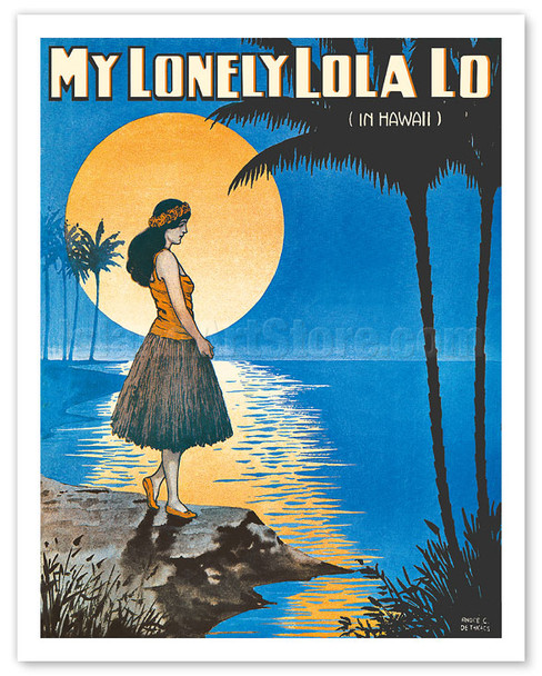 My Lonely Lola Lo (in Hawaii) - Hula Girl - Joe Morris Music Co. - c. 1916
