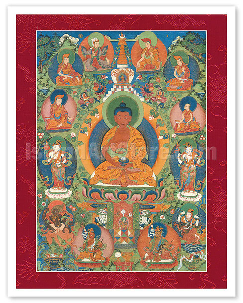 Medicine Buddha - Bhaishajyaguru - Buddhist Deity - Vintage Tibetan Thangka Buddhist Painting