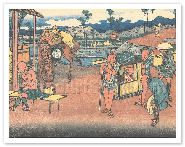 Kumagaya Station - from Sixty-nine Stations of Kiso Road - c. 1800's - Poster by Hiroshige, Eisen