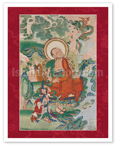 Vanavasin, the Elder - One of the Sixteen Great Arhats (Buddhist Elders) - Vintage Tibetan Thangka Buddhist Painting