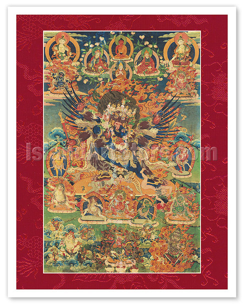 Hayagriva and Consort - Buddhist Tantric Deity - Vintage Tibetan Thangka Buddhist Painting