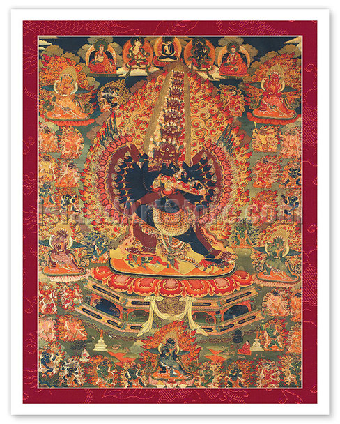Chemchok Heruka - Mahottara Heruka - Tantric Buddhist Deity - Vintage Tibetan Thangka Buddhist Painting