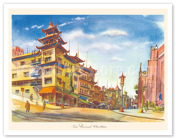 San Francisco Chinatown, California - Sing Chong Building - c. 1949 - Poster by Jules Chéret