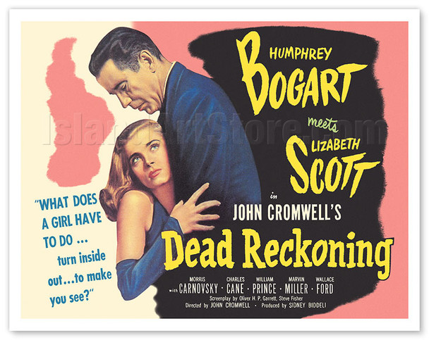 Dead Reckoning - Starring Humphrey Bogart & Lizabeth Scott - c. 1947 - Vintage Film Noir Movie Poster