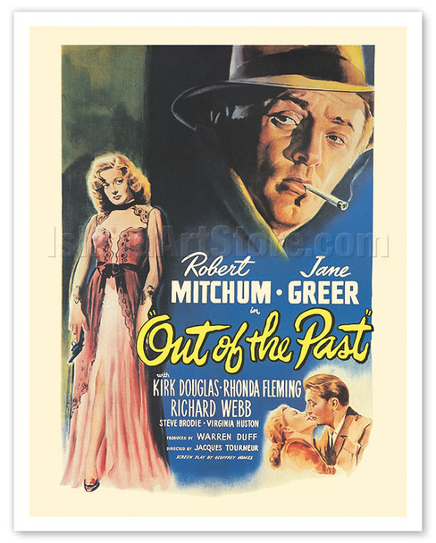 Out of the Past - Starring Robert Mitchum Jane Greer - c. 1947 - Poster by William Rose