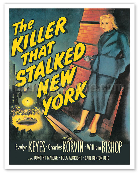 The Killer That Stalked New York - Starring Evelyn Keyes - c. 1950 - Vintage Film Noir Movie Poster