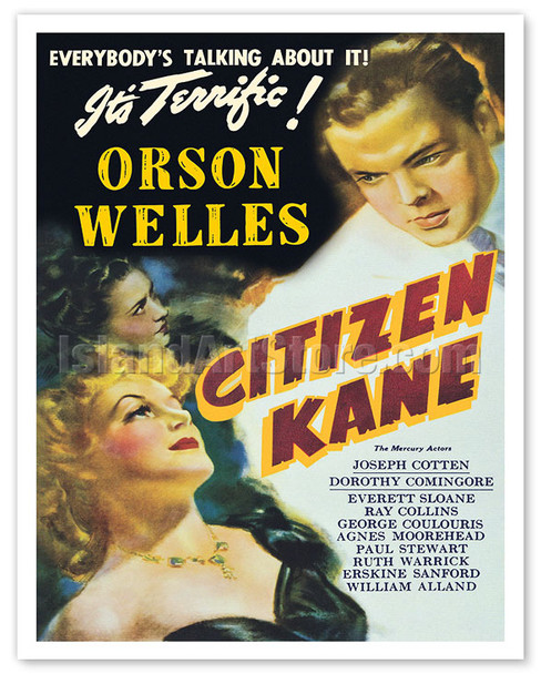 Citizen Kane - Starring Orson Welles Dorothy Comingore Joseph Cotton - c. 1941 - Vintage Film Movie Poster