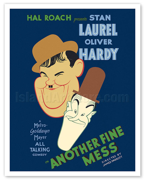 Another Fine Mess - Starring Laurel & Hardy - c. 1930 - Poster by Albert Hirschfeld