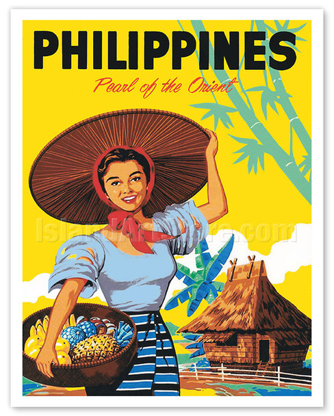 Philippines - Pearl of the Orient - c. 1950's - Vintage Travel Poster
