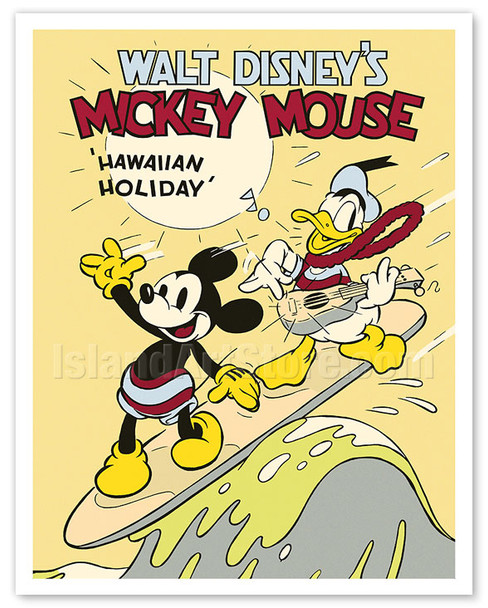 Hawaiian Holiday - Starring Mickey Mouse & Donald Duck - c. 1937 - Vintage Film Movie Poster