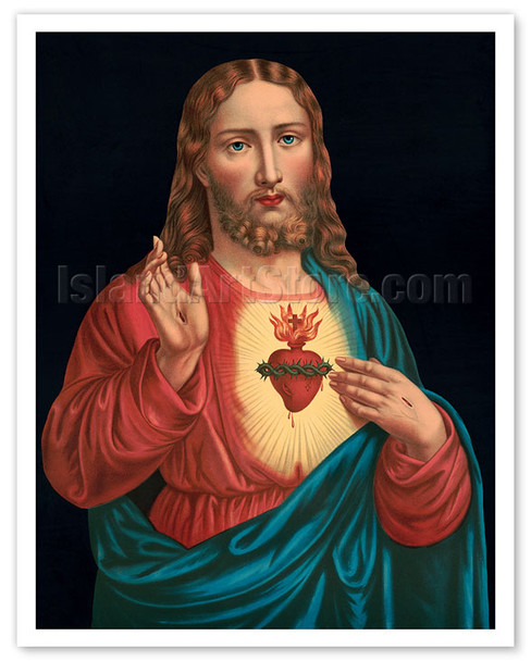 Sacred Heart of Jesus - c. 1880 - Vintage Religious Art