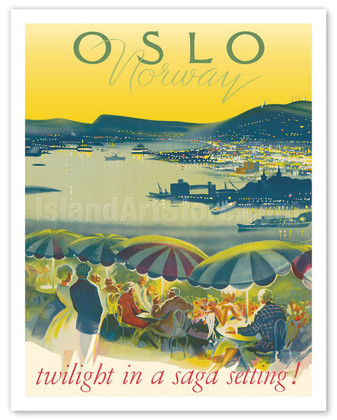 Oslo, Norway - Twilight in a Saga Setting - c. 1965 - Poster by Knut Yran