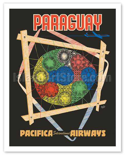Paraguay - Spiderweb Lace (Ñandutí) - Pacifica International Airways - c. 1950's