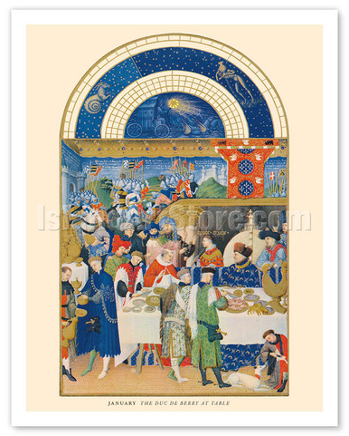 January - Duc de Berry at Table - Book of Hours (Très Riches