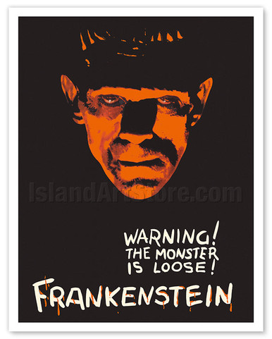 Frankenstein - Warning The Monster Is Loose - c. 1927 by Karoly