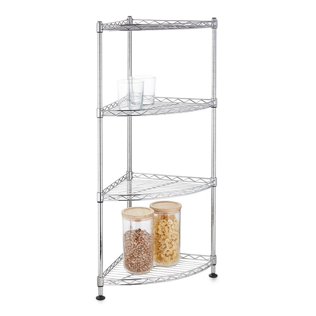 Chrome Wire Fan Shape Corner Shelving - 4 Shelves