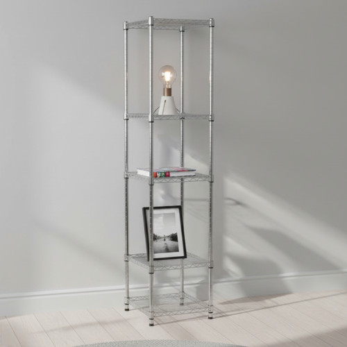Kleinn Chrome Light-Duty Wire Shelving Unit - 5 Shelves for the Bedroom
