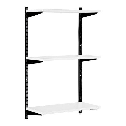 Black & White Adjustable Shelving - 3 Wooden Shelves for the Garage