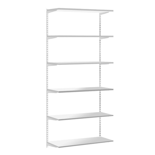 White Adjustable Shelving - 6 Wooden Shelves for the Utility Room