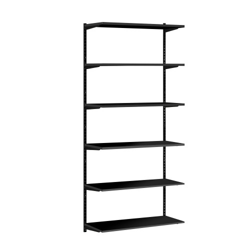 Black Adjustable Shelving - 6 Wooden Shelves for the Utility Room