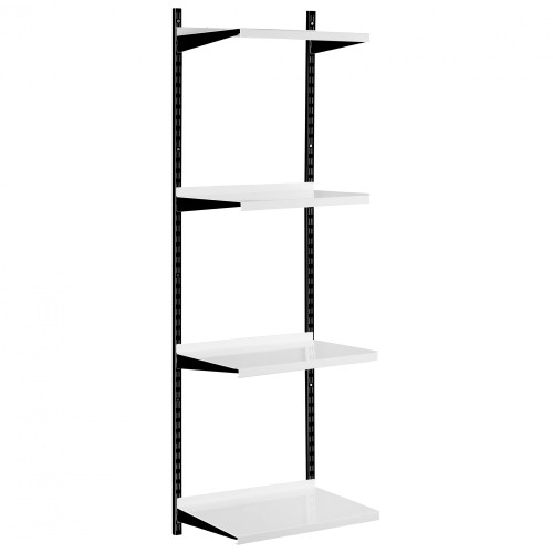 Black & White Adjustable Steel Shelving Kit - 4 Steel Shelves for the Bedroom