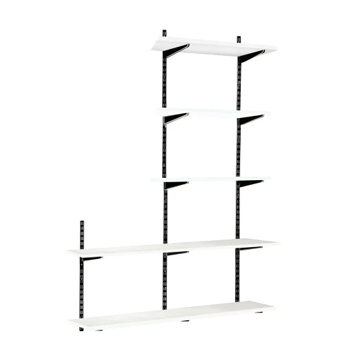 Black & White Adjustable Shelving - 5 Wooden Shelves  for the Kitchen