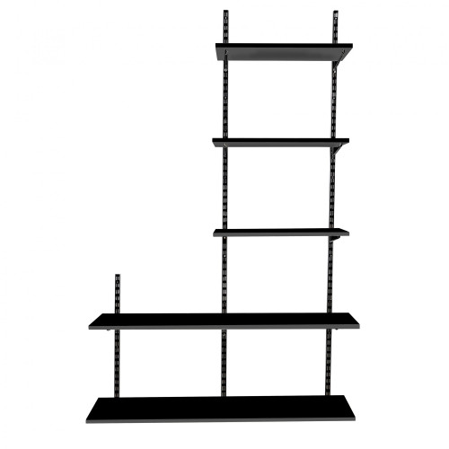 Black Adjustable Shelving - 5 Wooden Shelves  for the Utility Room
