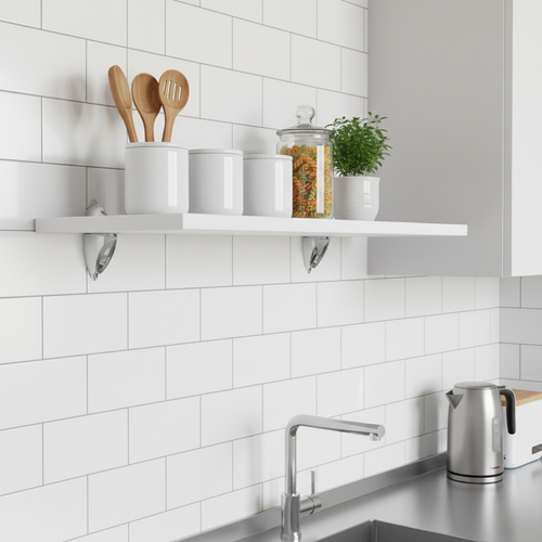 Hylla wall shelf with chrome clips 900 x 300mm  for the Kitchen