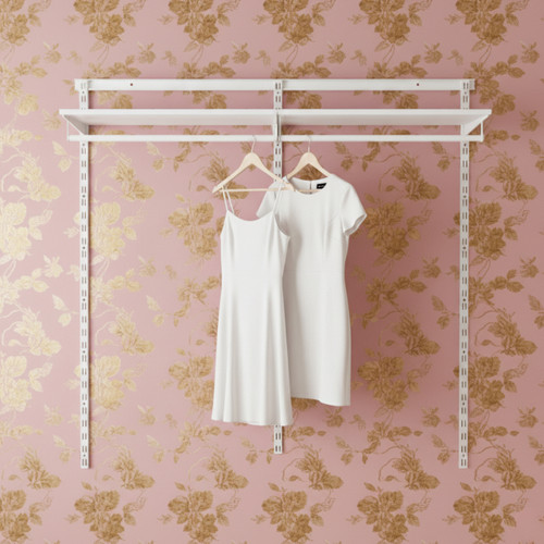 Flexx White Wooden Shelf & Clothes Rail - Width 1800mm
