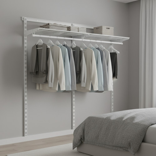 Flexx White Wire Shelf & Clothes Rail - Width 1200mm