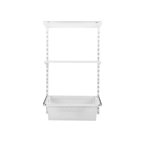 Flexx White Wooden Shelf System & Deep Wire Mesh Basket - Width 600mm for the Utility Room