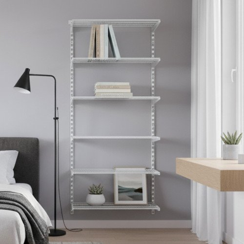 Flexx White Wire Shelf System - 6 Shelves with 2100mm uprights for the Bedroom
