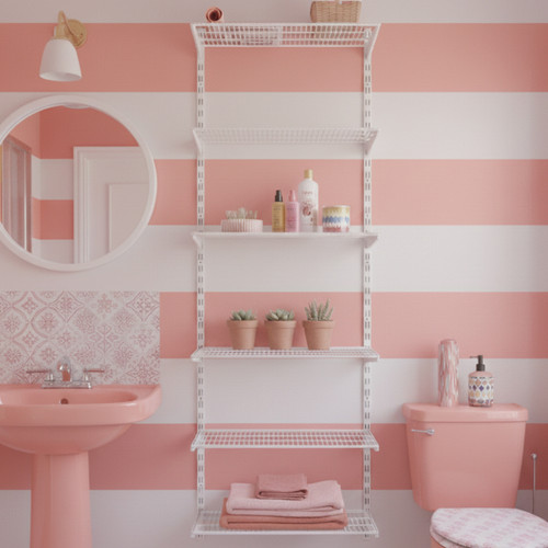 Flexx White Wire Shelf System - 6 Shelves with 2100mm uprights for the Bathroom