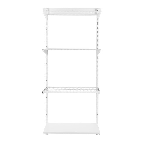 Flexx White Shelf System - 1x Wooden & 3x Wire Shelves with 1500mm uprights for the Bathroom