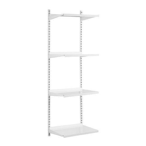 White Adjustable Steel Shelving - 4 Steel Shelves for the Bedroom - W500mm