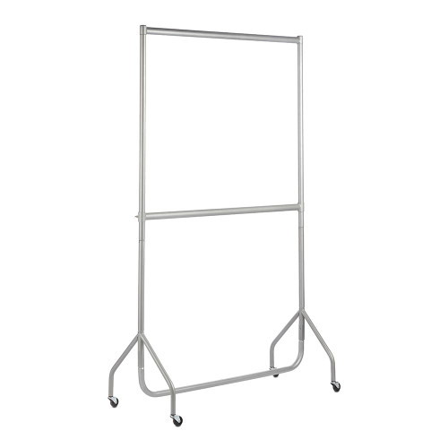 Silver Heavy-Duty 2-Tier Clothes Rail for the Utility Room